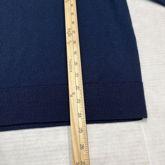 J Crew Mens L Merino Wool Blend Sweater Blue 1/4 Zip Mock Ribbed Neck Pullover‎ - Picture 2 of 5
